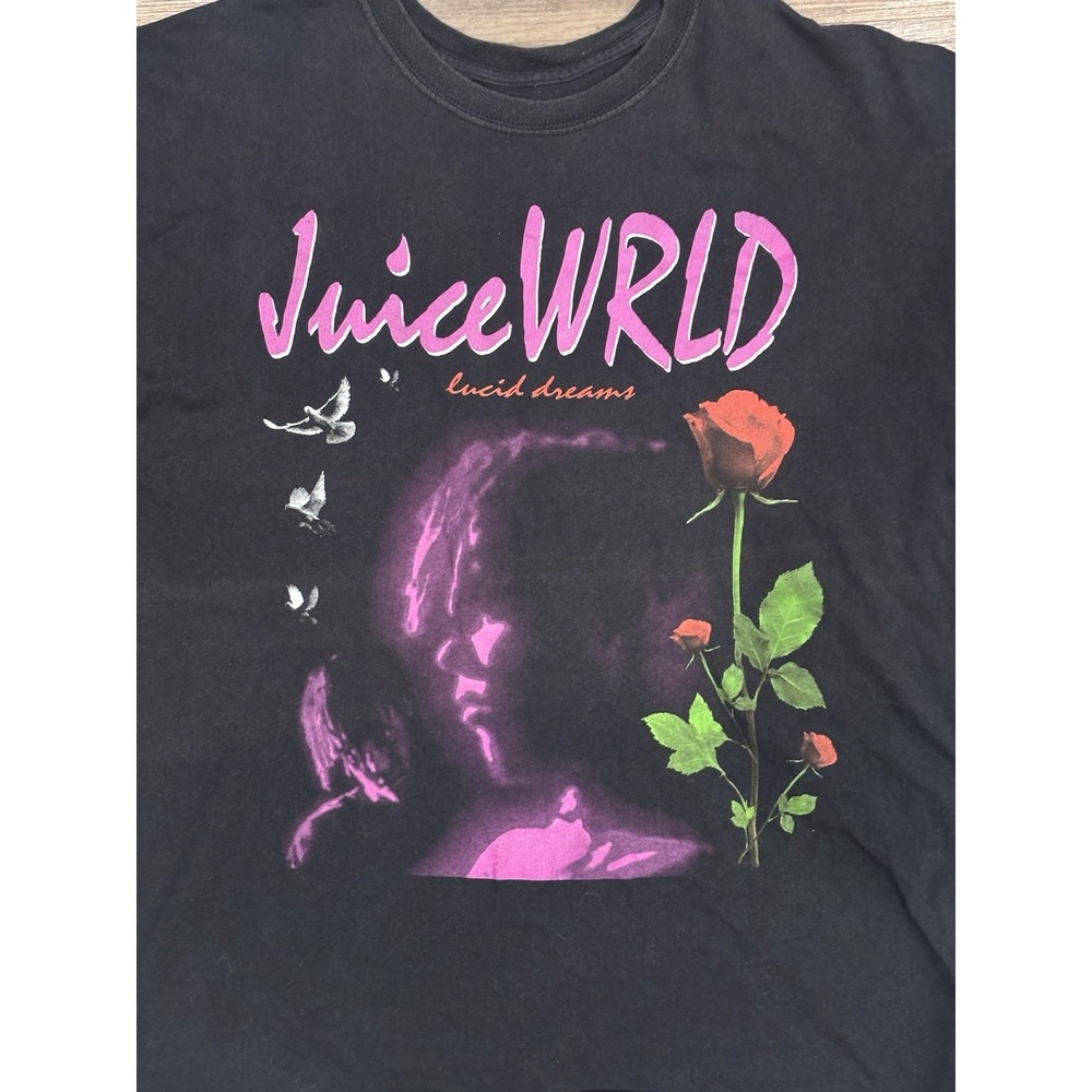 Juice Wrld 999 Lucid Dreams Size XL Graphic T-Shirt Merch Black 2018 Roses Rap - Picture 6 of 10